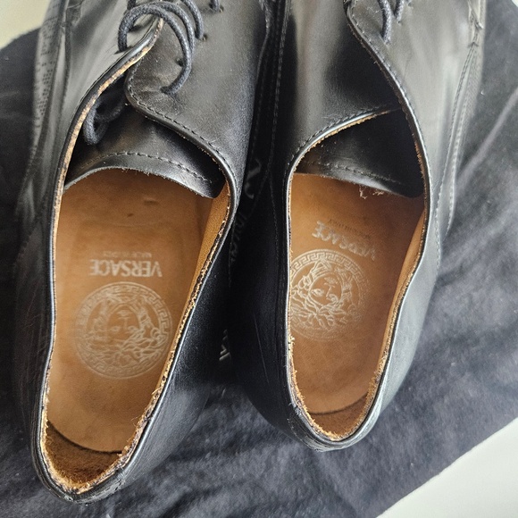 Vintage Versace Men\'s Black Leather Dress Shoes